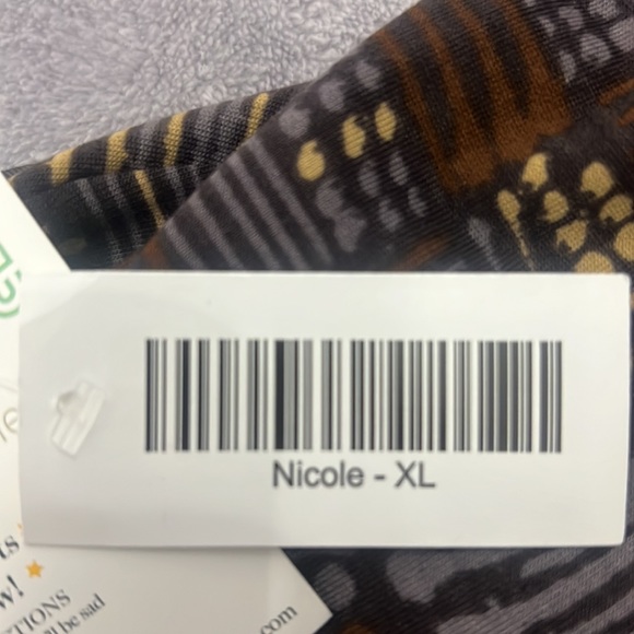 NWT LuLaRoe, Nicole style dress in gray, brown, beige. In XL size. - Picture 10 of 11